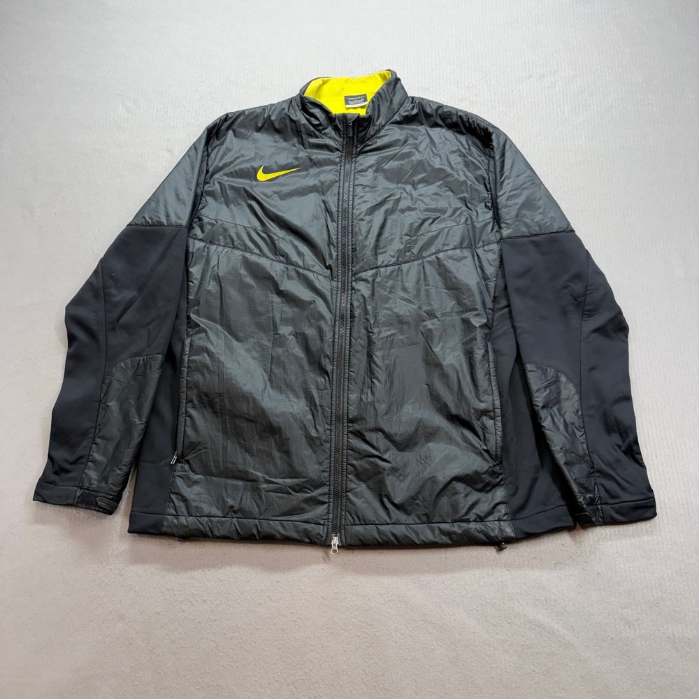 Nike Golf Jacket‎ Mens XL Black Full Zip Fleece Lined Ripstop 418573-010